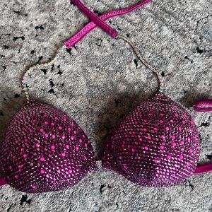 Pink Swarovski Crystal Bikini- small pro cut bottom, large top